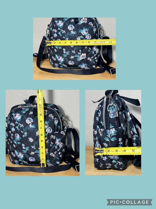 Vera Bradley Convertible Small Backpack in Performance Twill Navy Garden NWT main image 4